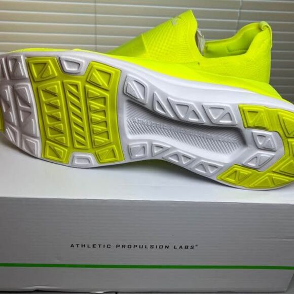 APL TechLoom Bliss Men’s Size 14 Energy White Neon Yellow Slip On Running Shoes